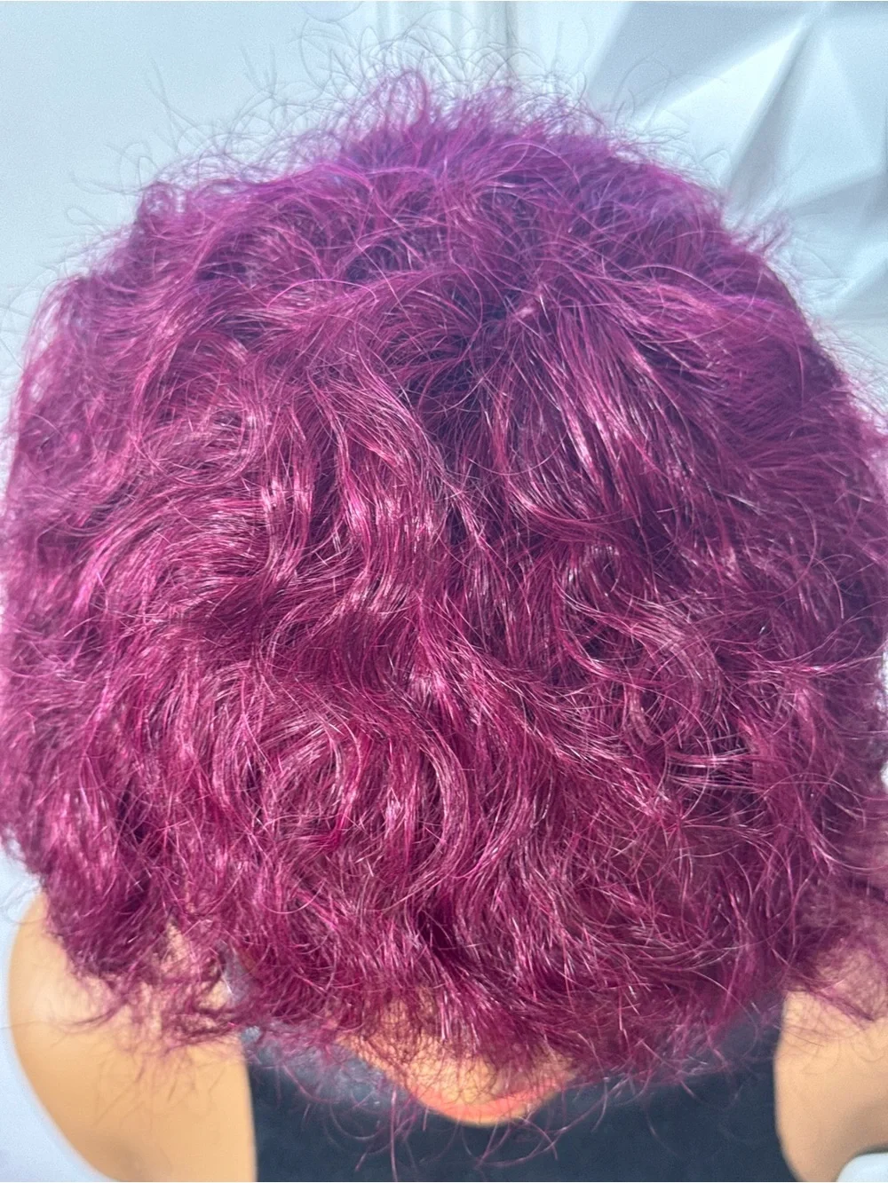 Burgundy Short Wig 100% Human Hair Glueless Water Wave 8 Inch